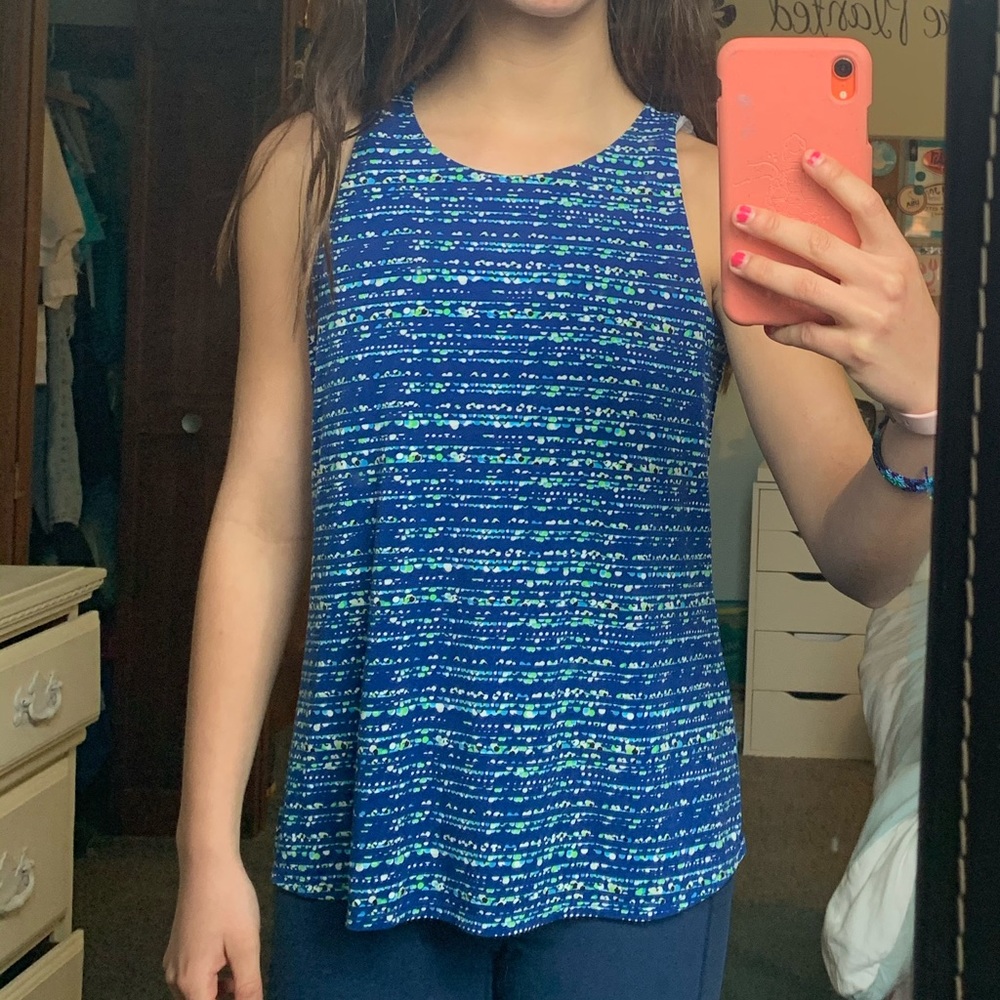 Blue Polka Dotted Athletic Tank